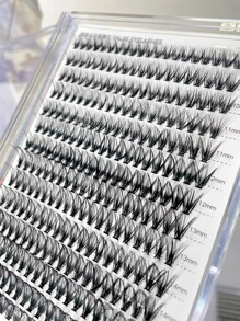 280 Individual Cluster 9-16mm False Eyelashes, Natural Looking & Lightweight, Easy To Apply For Daily Use, Makeup Accessories Lash Clusters, Eyelash Clusters, Individual Eyelashes, Lashes, Fake Lashes - Black - View 3