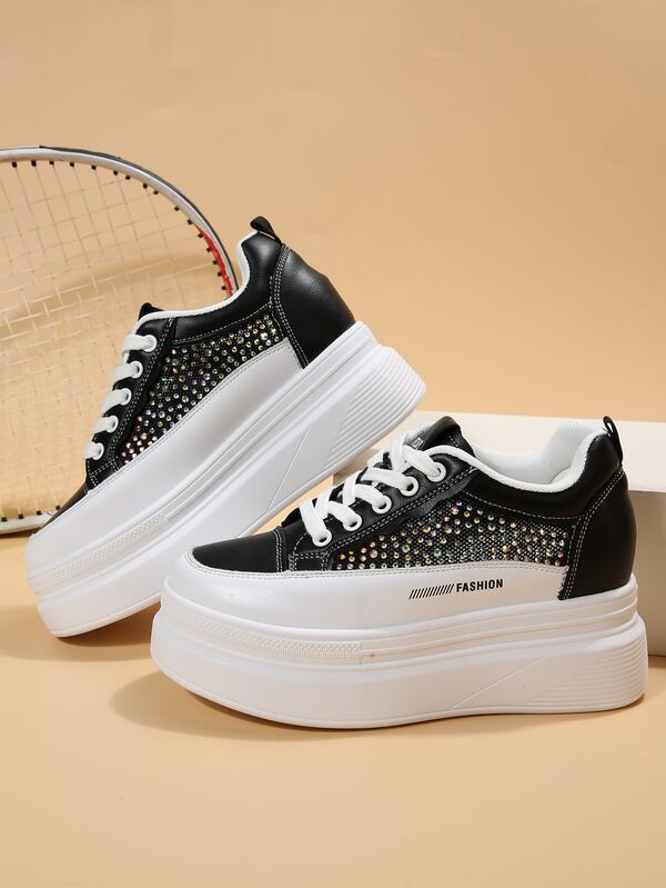 Women's Rhinestone & Sequin Embellished Platform Sneakers