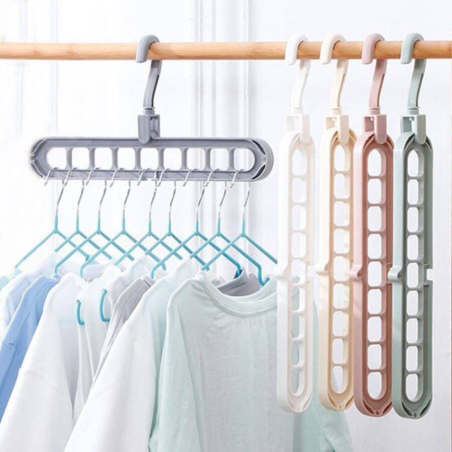 5 Móc treo quần áo đa năng không để lại dấu vết, Móc treo quần áo chín lỗ không để lại dấu vết, Móc treo quần áo gấp gọn không để lại dấu vết, Dụng cụ lưu trữ đồ ký túc xá, Móc treo quần áo xoay không để lại dấu vết - Nhiều màu - Xem 1