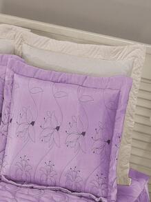 Colcha Casal Padrão 3 Peças Bordado Floratta Com Babado - Roxo - Visão 2