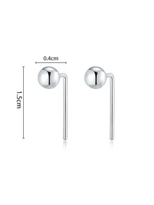 1雙時尚簡約風S925銀釘珠形狀百搭銀耳釘,合適的適用於女性日常穿著和辦公穿