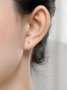 1雙時尚簡約風S925銀釘珠形狀百搭銀耳釘,合適的適用於女性日常穿著和辦公穿