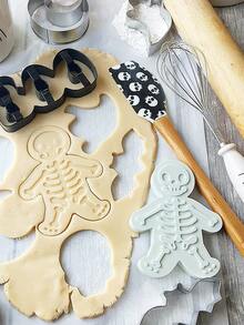 1入組骷髏&薑餅人形狀餅乾模型切割刀,DIY廚房工具按風格餅乾模具