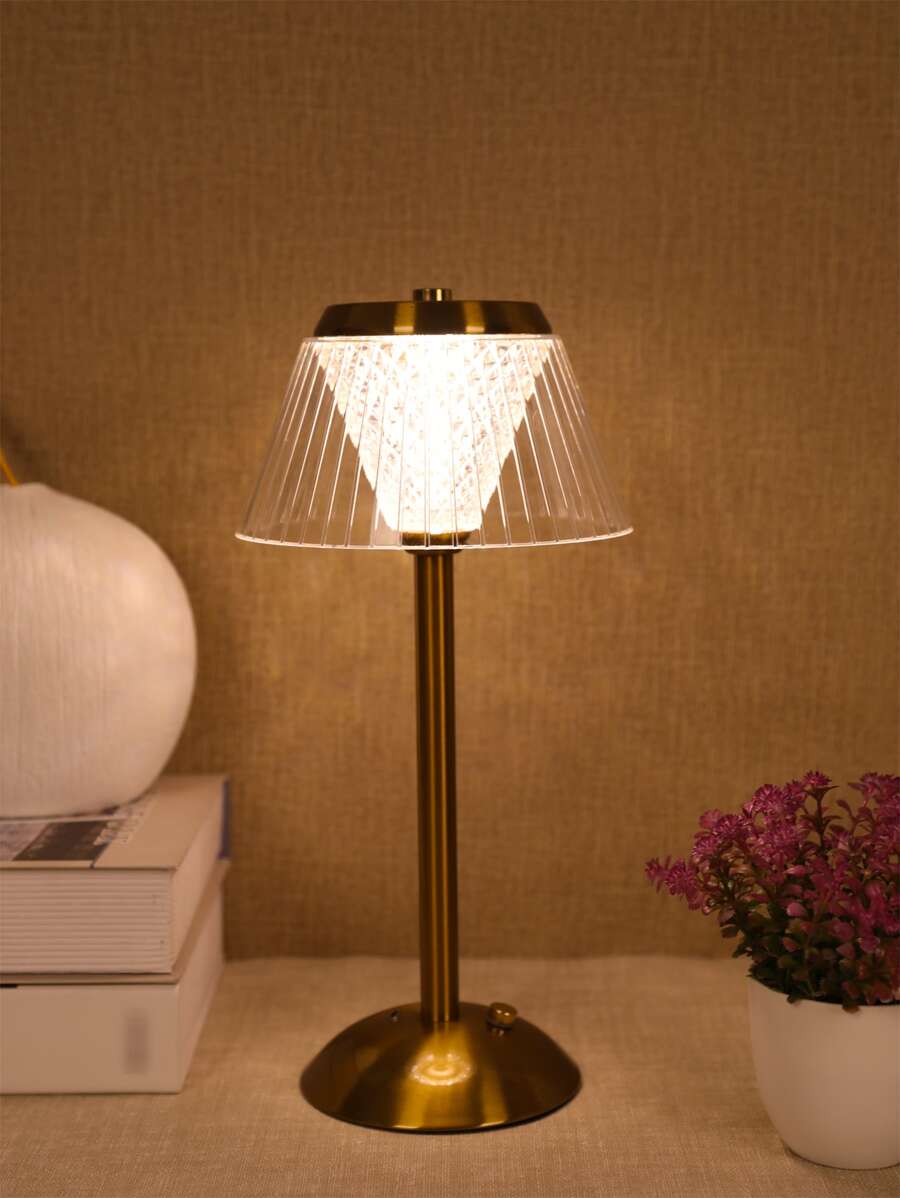 1pc Rechargeable Metal & Acrylic Adjustable Brightness Three Colors Decorative Table Lamp Or Desk Lamp - Nhiều màu - Xem 1