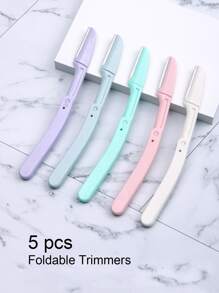 5件套不锈钢折叠式眉毛修剪器面部毛发剃刀便携式眉毛折叠剃刀女士化妆身体毛发去除器美容工具，化妆，便宜，房间装饰，梳妆台，旅行，卧室，化妆配件，眉毛剃刀，便宜，圣诞礼物，化妆品，化妆工具，便宜货，礼物，女士礼物，圣诞礼物 - 彩色 - 查看 2