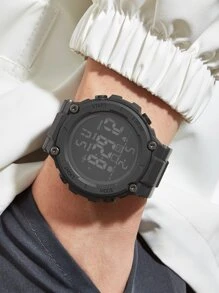 Poshi 1入男士戶外運動手錶帶鬧鐘,秒表,多功能led電子手錶,適合登山,遠足或露營活動 - 黑色 - 查看 1