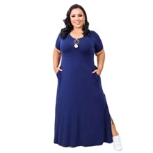 Plus Size Dresses - 藏蓝色 - 查看 1