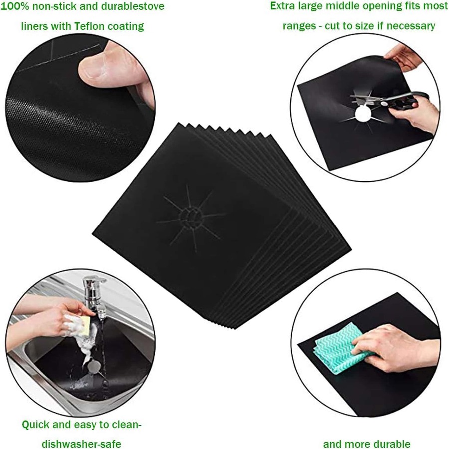 4pcs 27*27cm, 0.12mm Thickness High Temperature Resistant Teflon Gas