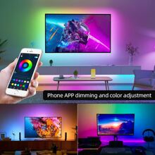 1 dải đèn neon RGB-IC không khí đầy màu sắc 1/2/3m dành cho máy tính để bàn nền có đèn nền LED TV, USB 5V, đèn TV LED màu cầu vồng, dành cho rạp hát tại nhà, đầu giường, phòng khách, phòng chơi game, điều khiển ứng dụng, dải đèn LED đồng bộ hóa âm nhạc , Đèn trang trí Giáng sinh - trắng - Xem 6