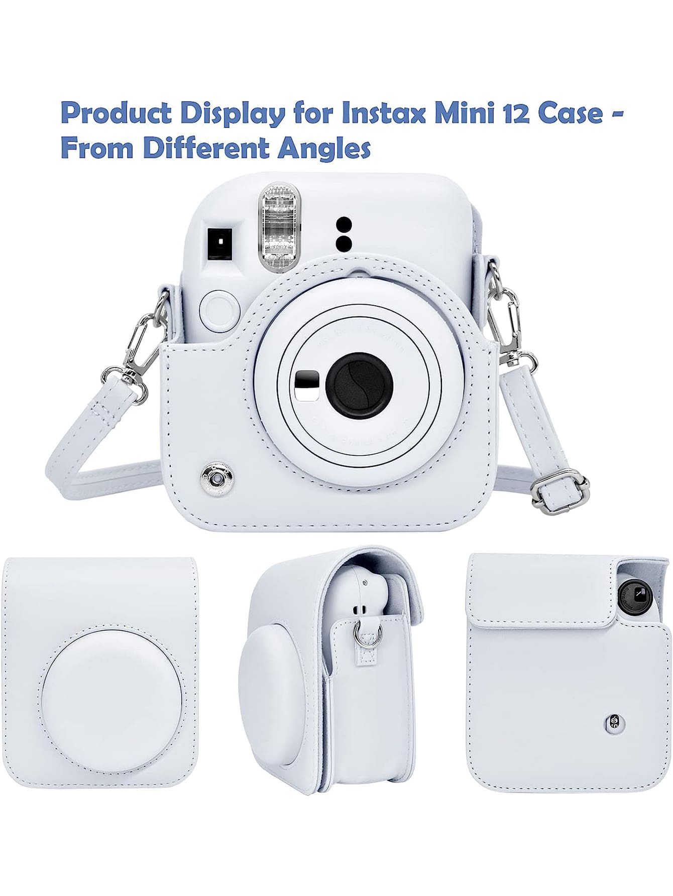 Instant Mini 12 Case Compatible For Mini 12/ Mini 12 Camera - PU Leather Protective Case Cover Bag With Adjustable Shoulder Strap- Clay White