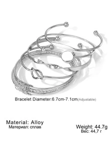 5 pcs Metal Women's Sexy Simple Daily Bracelet Set