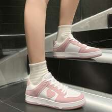 Của phụ nữ Dễ thương Giải trí Giày thể thao Bằng phẳng Giày thể thao Chi tiết trái tim Trắng chất liệu da PU Giày dép Đối với Phong cách Học viện , Màu hồng - Màu Hồng  San hô - Xem 2