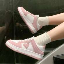 Của phụ nữ Dễ thương Giải trí Giày thể thao Bằng phẳng Giày thể thao Chi tiết trái tim Trắng chất liệu da PU Giày dép Đối với Phong cách Học viện , Màu hồng - Màu Hồng  San hô - Xem 4