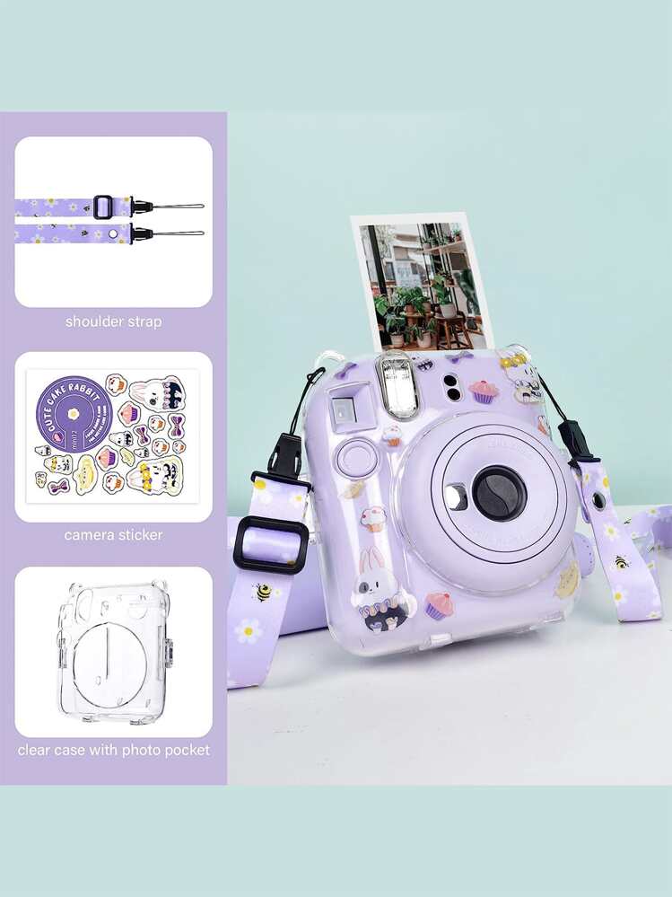 Custodia Fotocamera Istantanea Quiodok Per Instax Mini 12 - Blu, PU