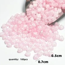Yiwu Qiyou Accessories Co., LTD 100pcs/Pack Letter Detail Heart Shaped Beads, Valentine's Day Jewelry - Pink - View 2