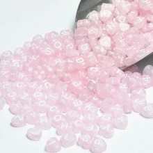 Yiwu Qiyou Accessories Co., LTD 100pcs/Pack Letter Detail Heart Shaped Beads, Valentine's Day Jewelry - Pink - View 4