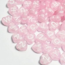 Yiwu Qiyou Accessories Co., LTD 100pcs/Pack Letter Detail Heart Shaped Beads, Valentine's Day Jewelry - Pink - View 5