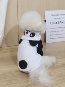 LUCKIE LABO 1件連帽式寵物服裝,具有動物設計,適用於犬貓戶外穿著 - 黑與白 - 查看 3