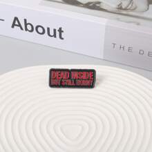 Creative Black Geometric Letter Enamel Brooch INSIDE BUT STILL Alloy Pins Badge Personalized Jewelry Gift - Red - View 4