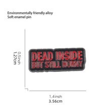 Creative Black Geometric Letter Enamel Brooch INSIDE BUT STILL Alloy Pins Badge Personalized Jewelry Gift - Red - View 3