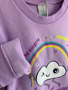 CONJUNTO MALWEE MOLETOM INFANTIL MENINA FLANELADO DIA DE ALEGRIA - Lavanda - Visão 3