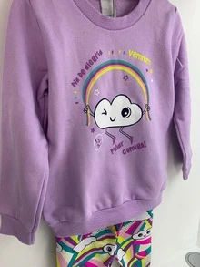 CONJUNTO MALWEE MOLETOM INFANTIL MENINA FLANELADO DIA DE ALEGRIA - Lavanda - Visão 4
