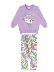 CONJUNTO MALWEE MOLETOM INFANTIL MENINA FLANELADO DIA DE ALEGRIA - Lavanda - Visão 7
