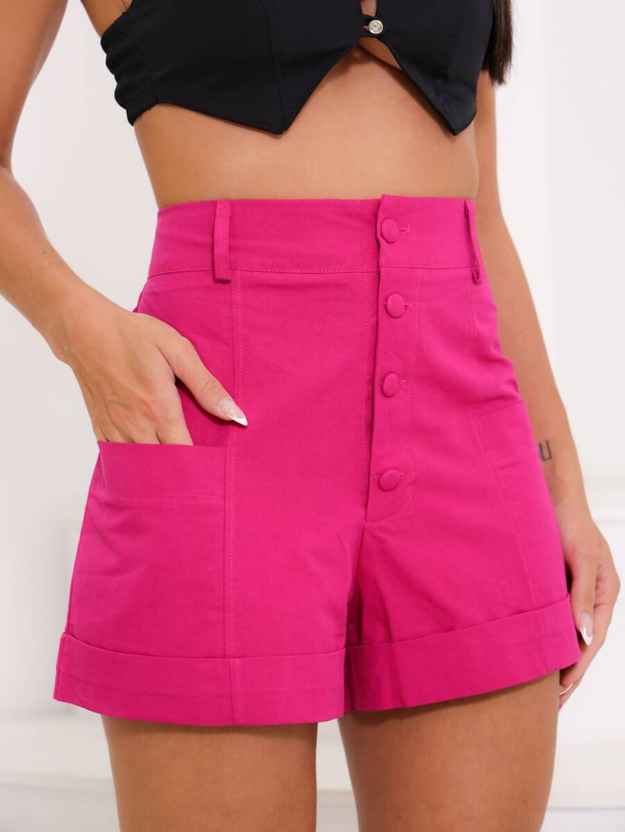 Women Shorts - 玫紅色 - 查看 1