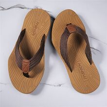 男士沙灘拖鞋涼鞋,帶有橡膠鞋面的時尚技術拖鞋,適用於休閒戶外人字拖,輕便耐磨防滑除臭運動涼鞋,新品上市 - 卡其色 - 查看 4