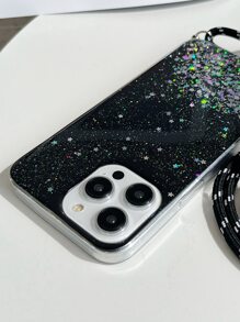 Coque De Téléphone Portable À Sequins Avec Lanière - Noir - Voir 6