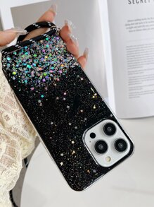 Coque De Téléphone Portable À Sequins Avec Lanière - Noir - Voir 4