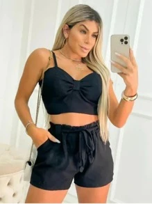 Women Two-piece Outfits - màu đen - Xem 1