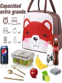 Divertidos Loncheras Térmicas para Niños Diferentes Diseños Bolsa de Almuerzo - Caqui - Ver 2