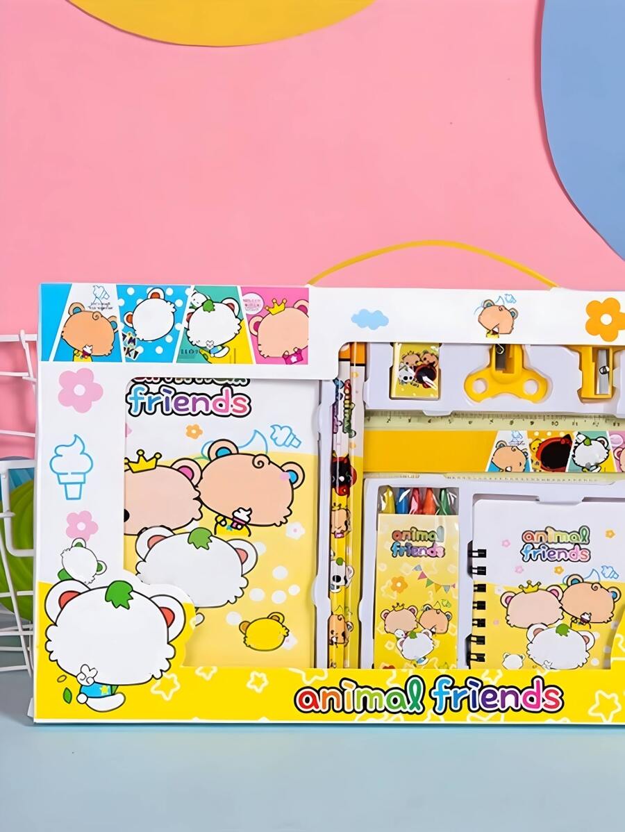 Conjunto de Papelería Kawaii, que Incluye una Encantadora Lapicera y Herramientas Escolares - Amarillo - Ver 1