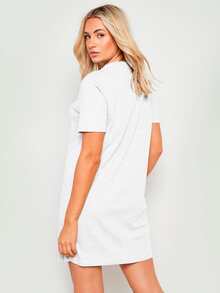 Slim Fitness SLM Oversized Summer Plain Basic Slim Fitness T-Shirt Dress - trắng - Xem 2
