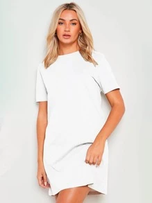 Slim Fitness SLM Oversized Summer Plain Basic Slim Fitness T-Shirt Dress - trắng - Xem 1