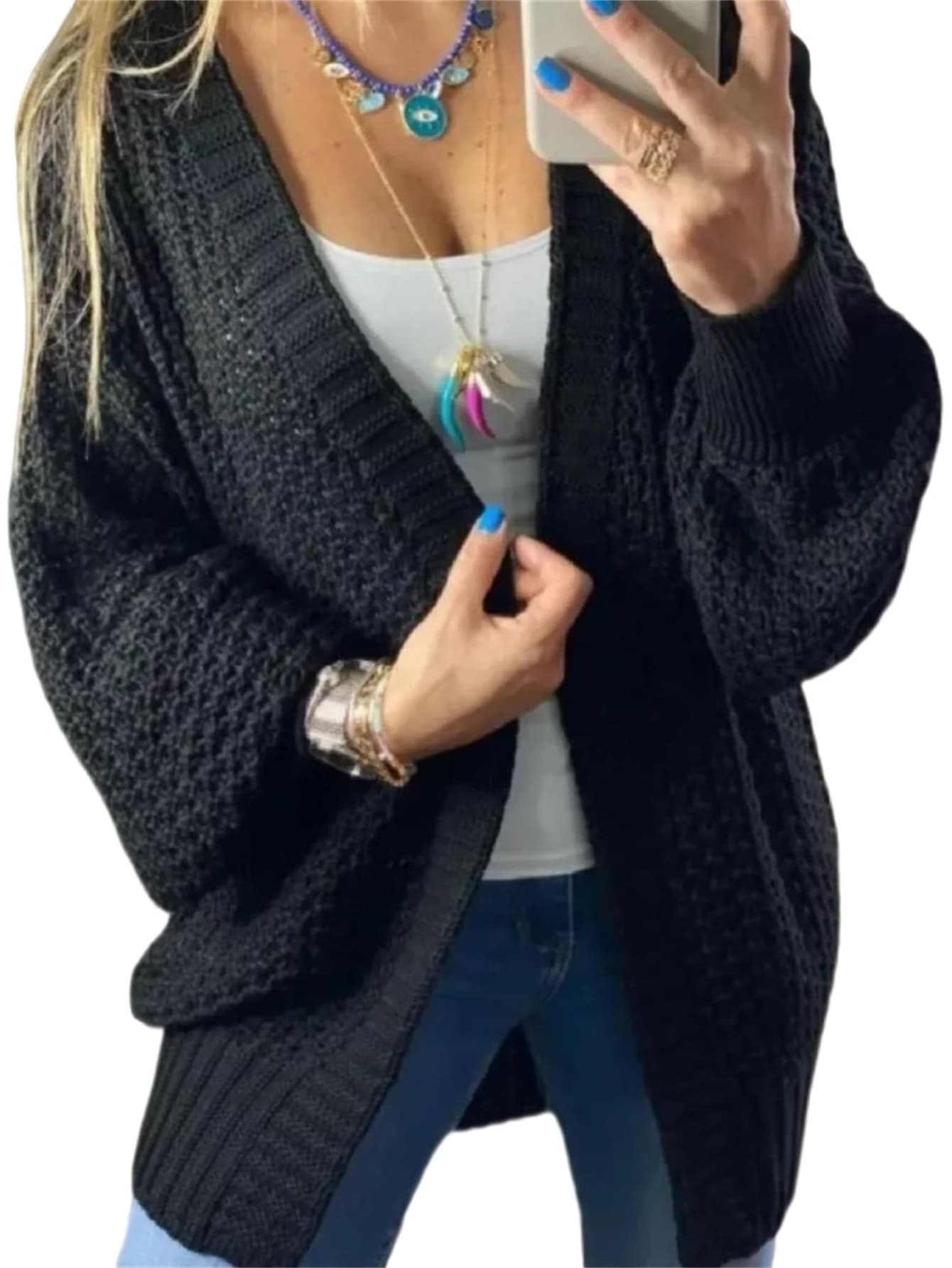 Women Cardigans - 黑色 - 查看 1