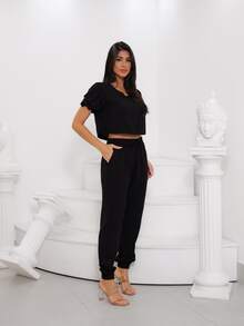 Women Two-piece Outfits - màu đen - Xem 3