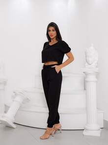 Women Two-piece Outfits - màu đen - Xem 4