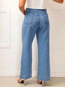 Women Jeans - 中等水洗藍 - 查看 2