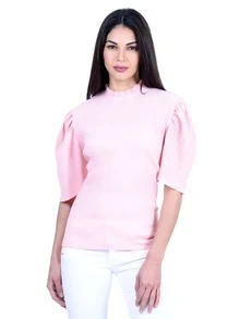 Blusa plizada manga corta aglobada AM1673 - Rosa - Ver 2