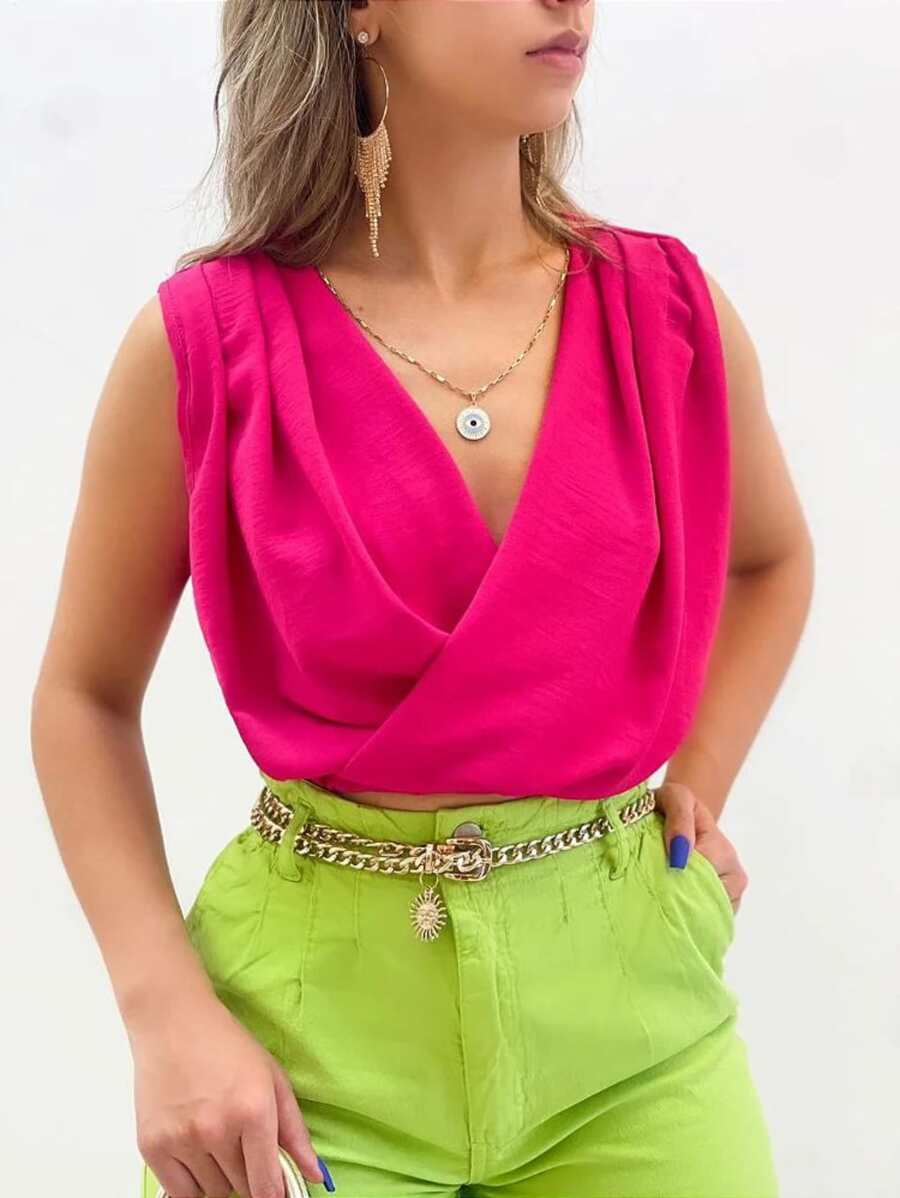 Women Tank Tops & Camis - 玫紅色 - 查看 1