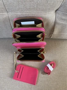 Bolsa feminina, carteira porta celular com alça regulável - Pink - Visão 3