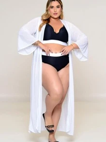 Plus Size Kimonos - 白色 - 查看 2