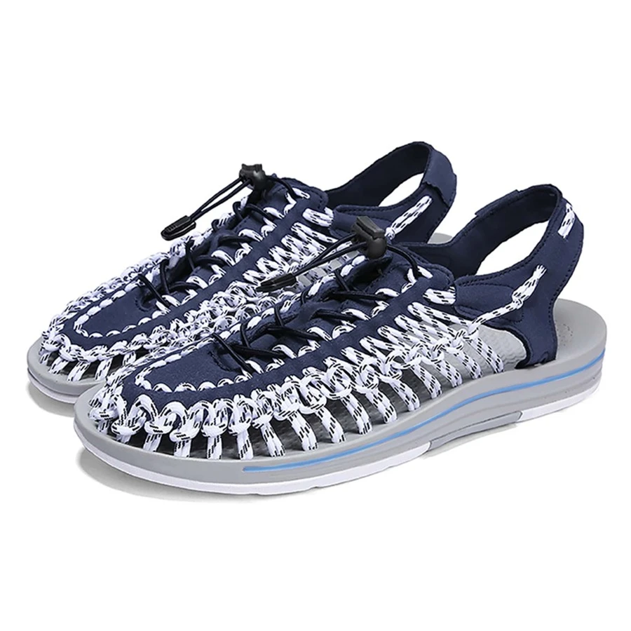 Mới Vợ chồng Dệt Dép xăng đan , Nam Bãi biển Giản dị Dép xăng đan , Giày nước Thích hợp Đối với Ngoài trời Du lịch bằng cách đi bộ Và Đi bộ du lịch - Màu xanh lam - Xem 1