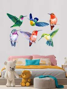 1 Miếng Chim & Chim ruồi Giấy dán tường Trang trí In Đề can Đối với Tường - Nhiều màu - Xem 2