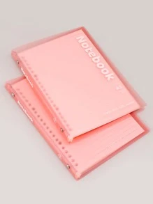 1pc Pvc 10-hole Detachable And Removable Notebook With Frosted Clear Pages, Fresh And Simple - Pink - View 3