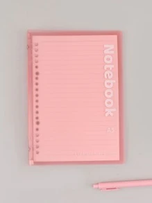 1pc Pvc 10-hole Detachable And Removable Notebook With Frosted Clear Pages, Fresh And Simple - Pink - View 5