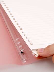 1pc Pvc 10-hole Detachable And Removable Notebook With Frosted Clear Pages, Fresh And Simple - Pink - View 7