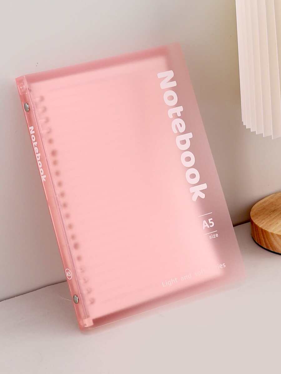 1pc Pvc 10-hole Detachable And Removable Notebook With Frosted Clear Pages, Fresh And Simple